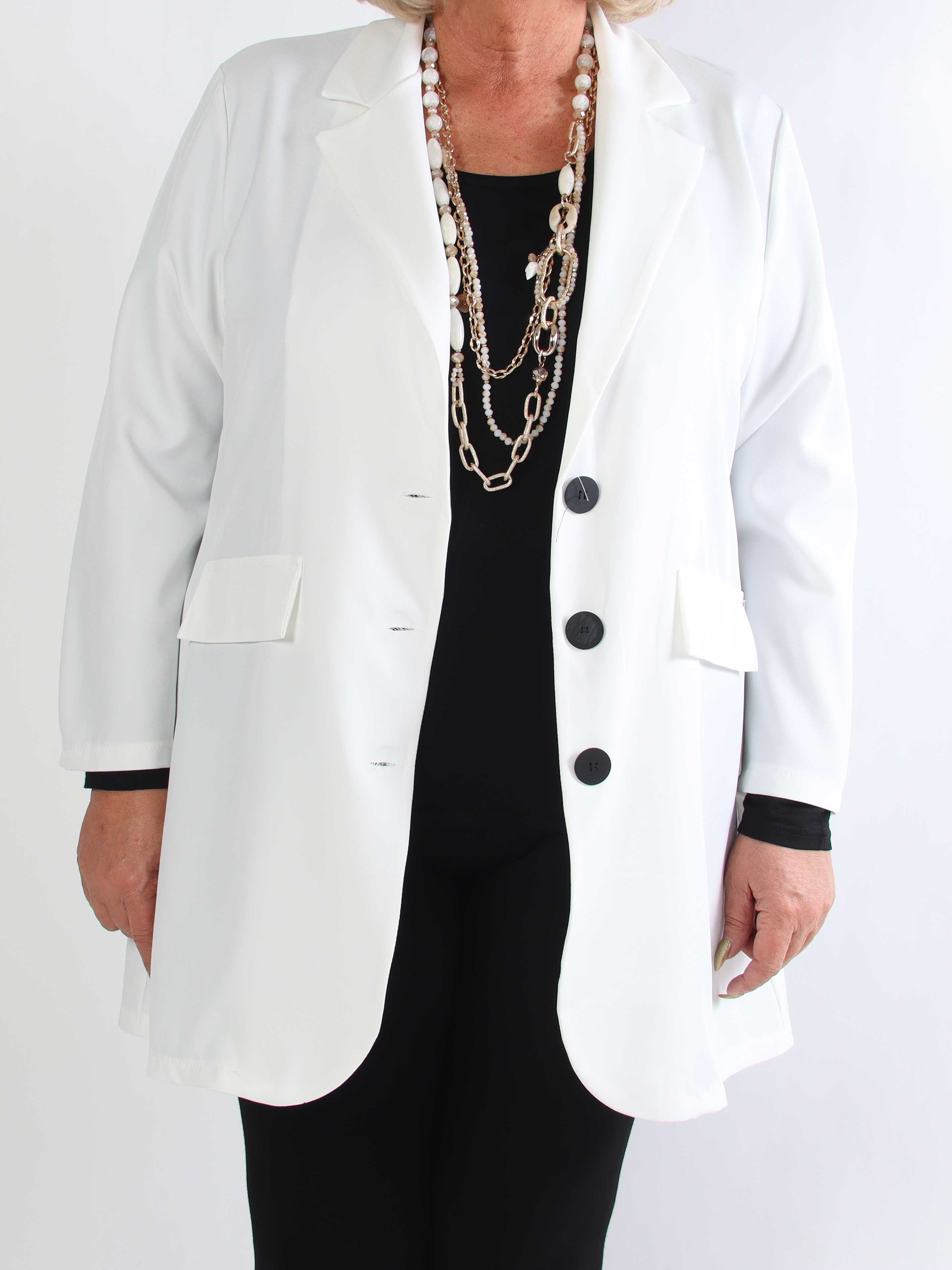 Lanthe Long Plain - Lang ensfarvet plus size blazer